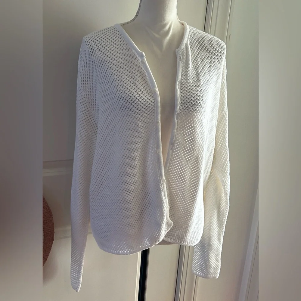 JOAN VASS Loop Knit Cardigan White L (12/14)